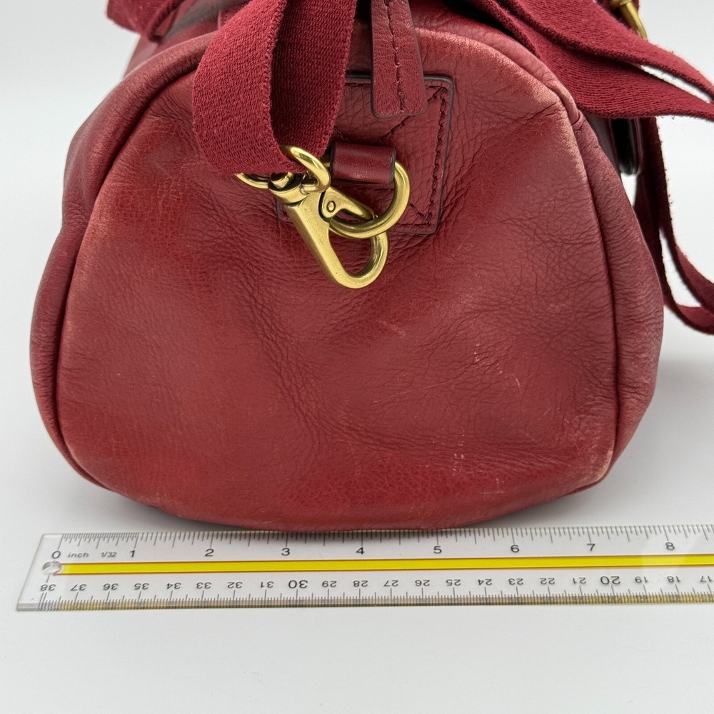 Fossil Crossbody Bag Red Leather Boho Classic‎ Small Duffle Satchel Adjustable - Picture 15 of 16